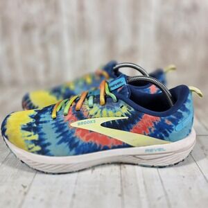Brooks Revel 6 Womens 12 Tie Dye Running Shoes Blue Yellow Orange 1203861B438